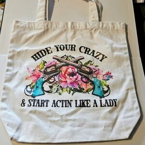 Floral Graphic Tote Bag - White